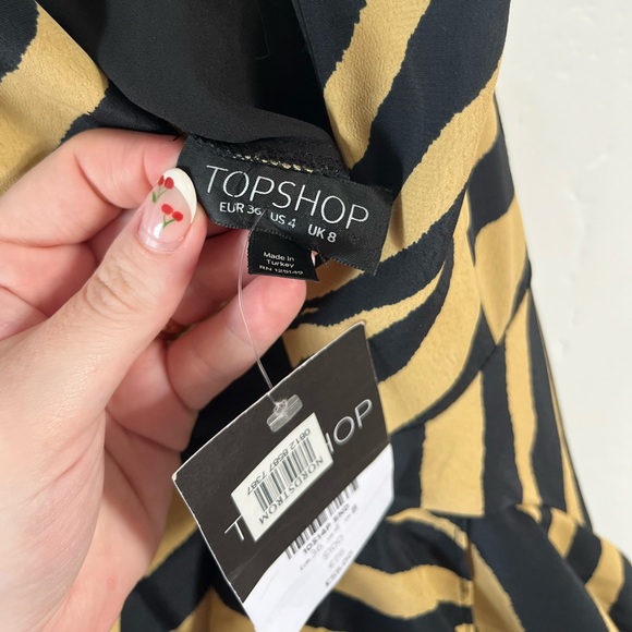 NWT Topshop Midi Tiger Print Zebra Print Pinafore Ruffle Dress 4 - Picture 8 of 12